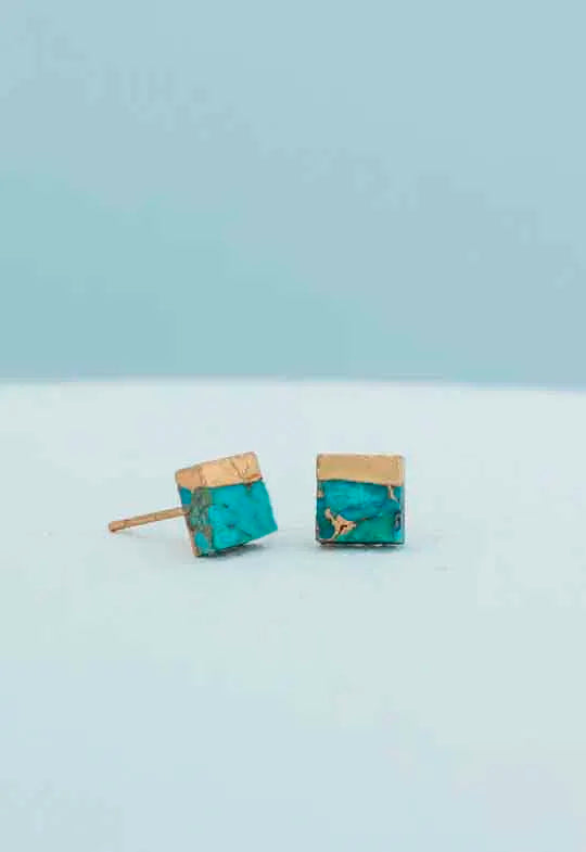Ohrstecker Lorena Square Turquoise Stud Earrings