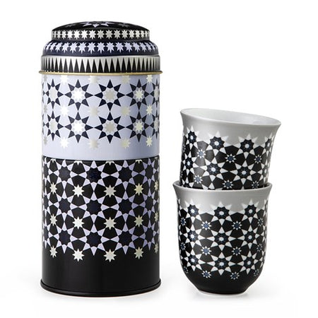 Tin Box With 2 Coffee Cups Porcelain KAOKAB - 90 ml