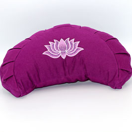 Meditationskissen Halbmond mit aufgesticktem Lotus