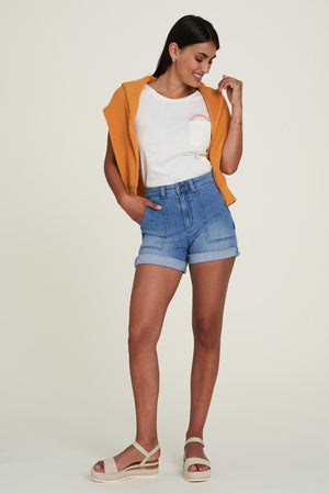 Kurze Jeans aus Bio-Denim summer-indigo 36